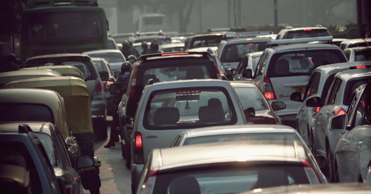 Vehicles waiting to pass