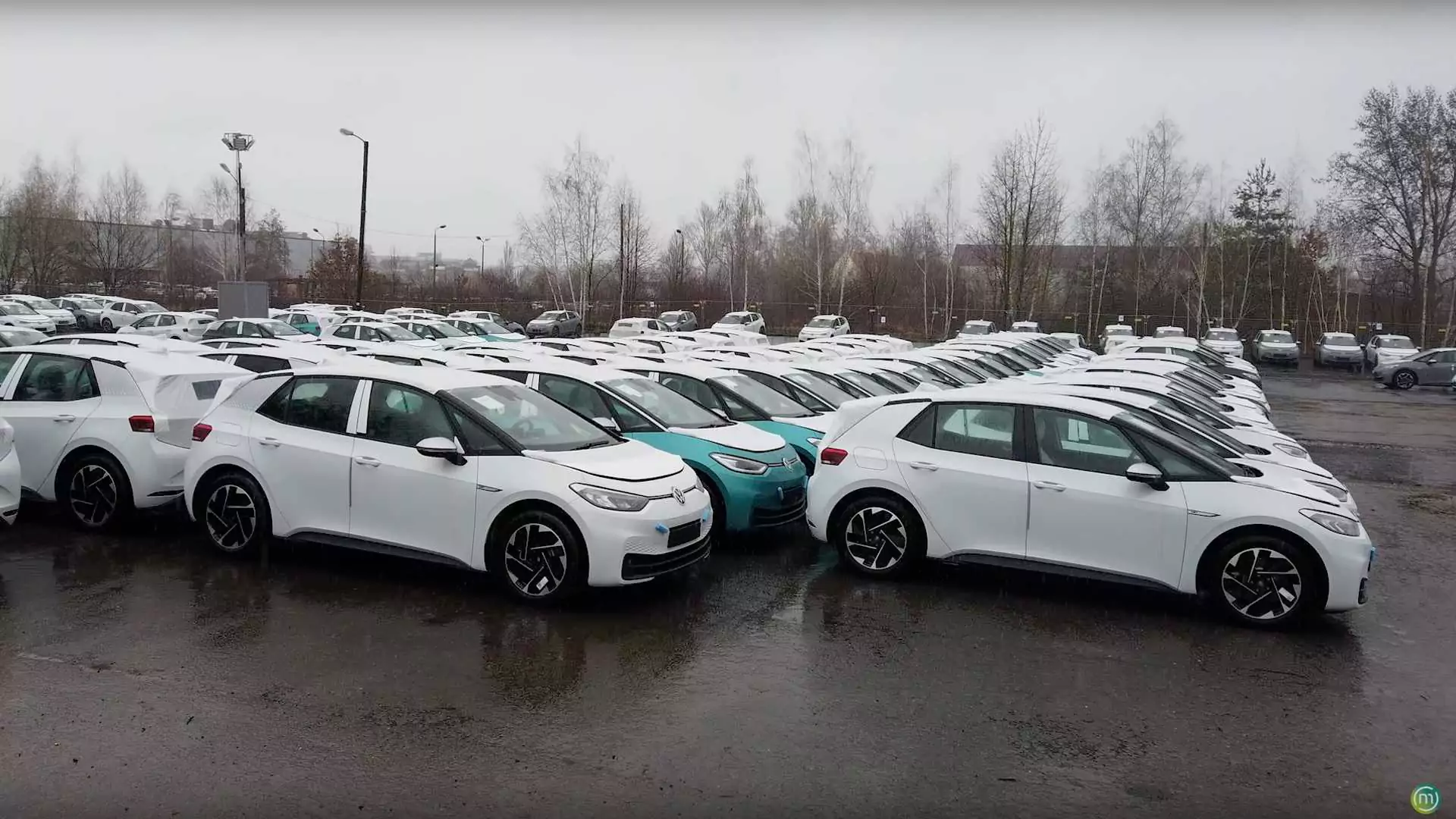 Many Volkswagen ID.3 parked