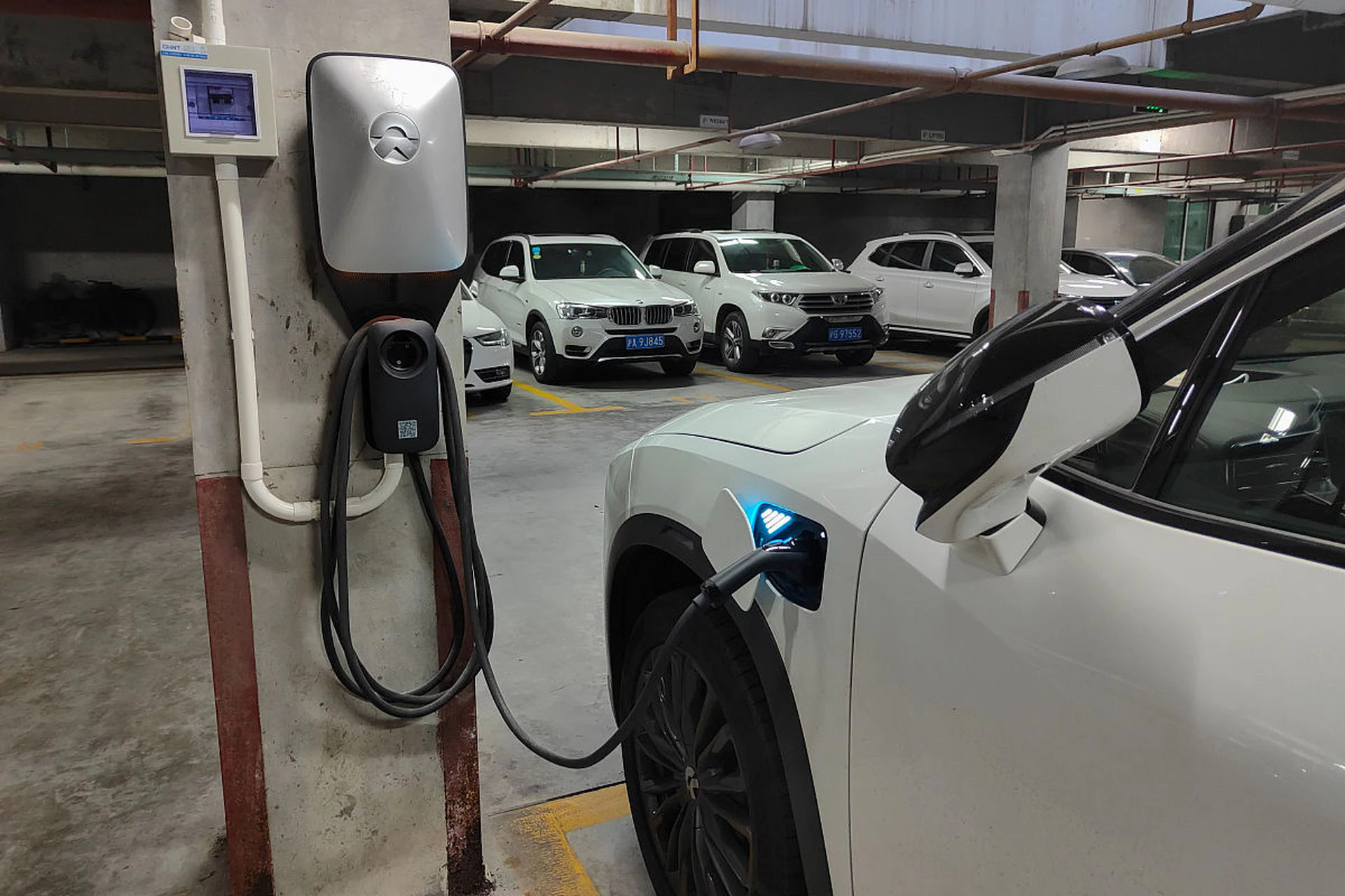 Charging station for home parking spaces