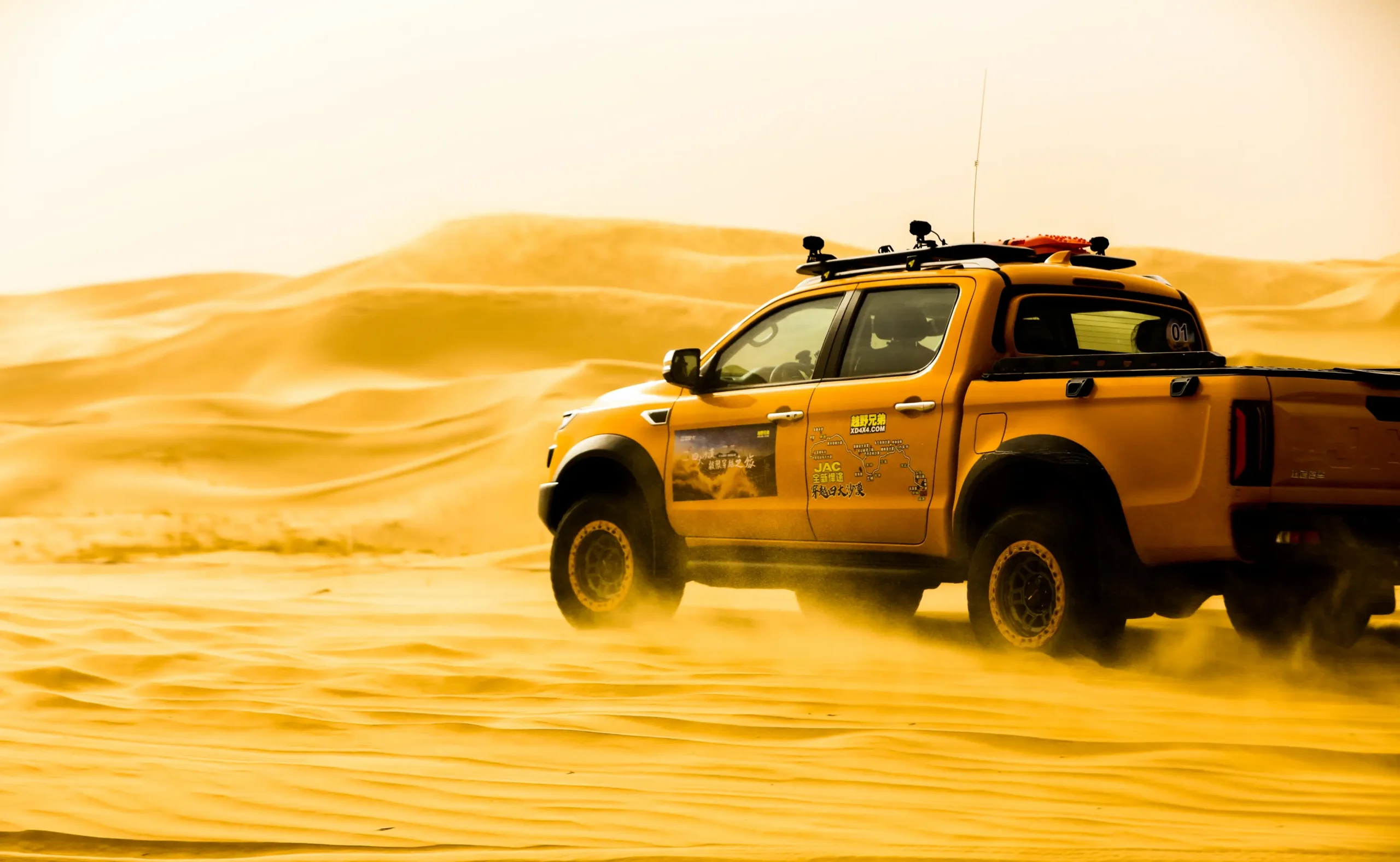 Car driving in desert